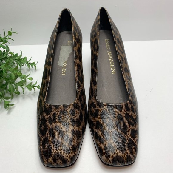 Enzo Angiolini Women's Leopard Animal Print Chunky Block Heel Square Toe Size 9 - Picture 5 of 6